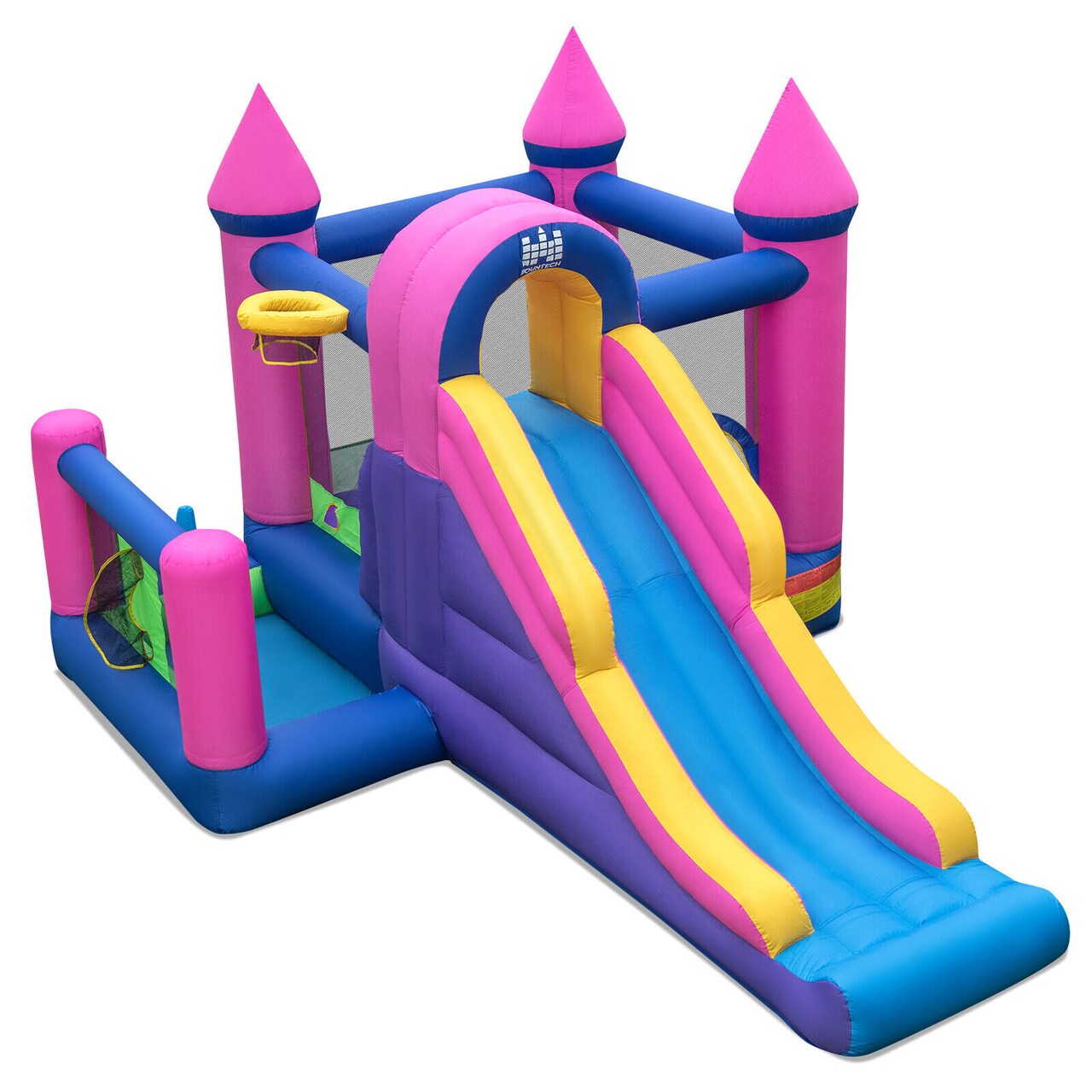 7-in-1 Inflatable Bounce Castle With Slide Ball Pit 2 Kids Multi-Color